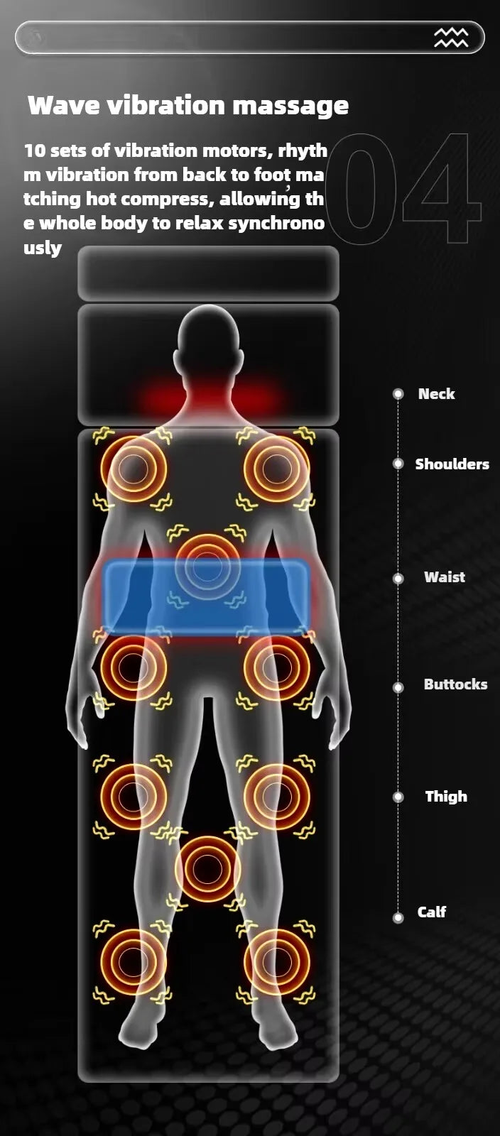 Electric Heated Full Body Massage Mat with Heat | Multi-Zone Kneading, Vibration & Air Compression (Hand Control)
