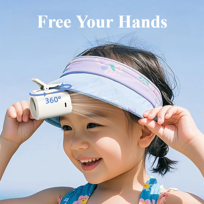 Hipacool Portable Car Clip Fan 360° Rotatable 100 Speed Wind 12V USB Rechargeable Electric Fan Low Noise Mini Fan Clamp Anywhere