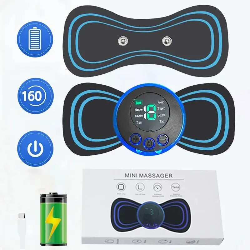 Discreet Relief: Intelligent Mini Neck & Shoulder Massage Patch | Portable, USB Rechargeable with Multi-Level Intensity Adjustment