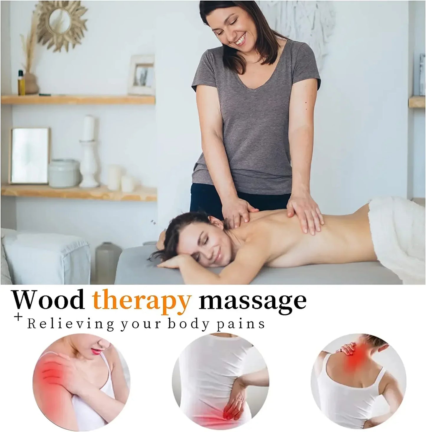 Wooden Massage Tools Wood Lymphatic Drainage Massager Anti Cellulite Body Shaping Tools for Beauty, Gua Sha, Sore Muscle Relief