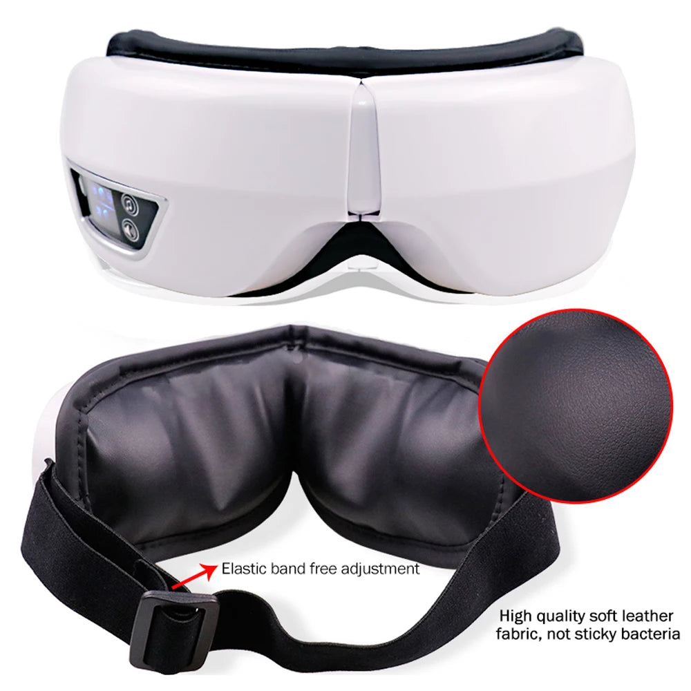 Luxurious 6D Smart Eye Massager with Air Compression & Bluetooth Music | Vibration Therapy for Eye Care