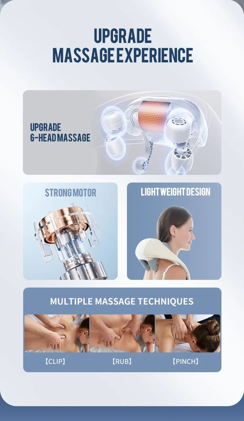 Targeted Relief 26W Brushless Motor Wireless Neck & Shoulder Kneading Massager | Portable Back Massage Shawl