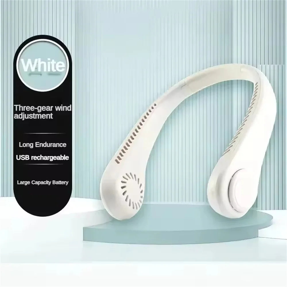 High-Capacity 1200mAh Bladeless Neck Fan | Portable 3-Speed Rechargeable Personal Air Circulator, for Sports, Travel, Outdoor & Office Use