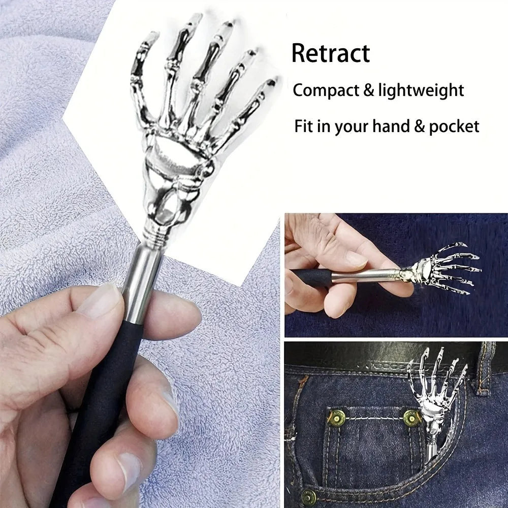 Portable Extendable Back Scratcher | Stainless Steel Telescoping Massager for Humans & Pets