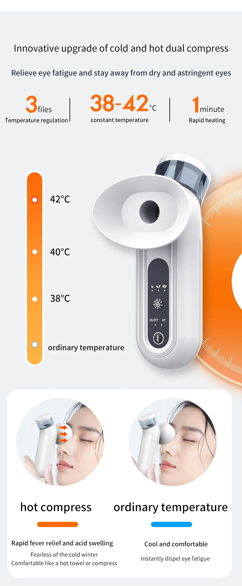 Electric Nano Steam Eye Massager | Hot Compress & Moisturising Spray for Eye Fatigue Relief