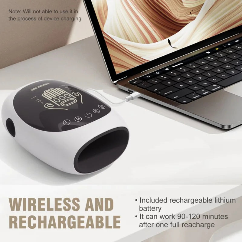 Portable Cordless Electric Hand Massager with Heat Compression | Point Therapy for Carpal Tunnel & Pain Relief