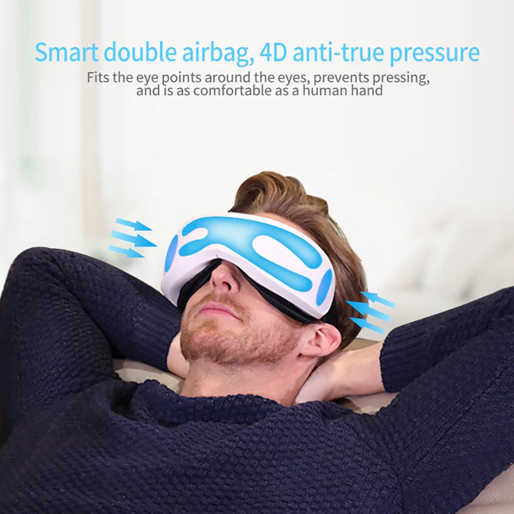 Luxurious 6D Smart Eye Massager with Air Compression & Bluetooth Music | Vibration Therapy for Eye Care