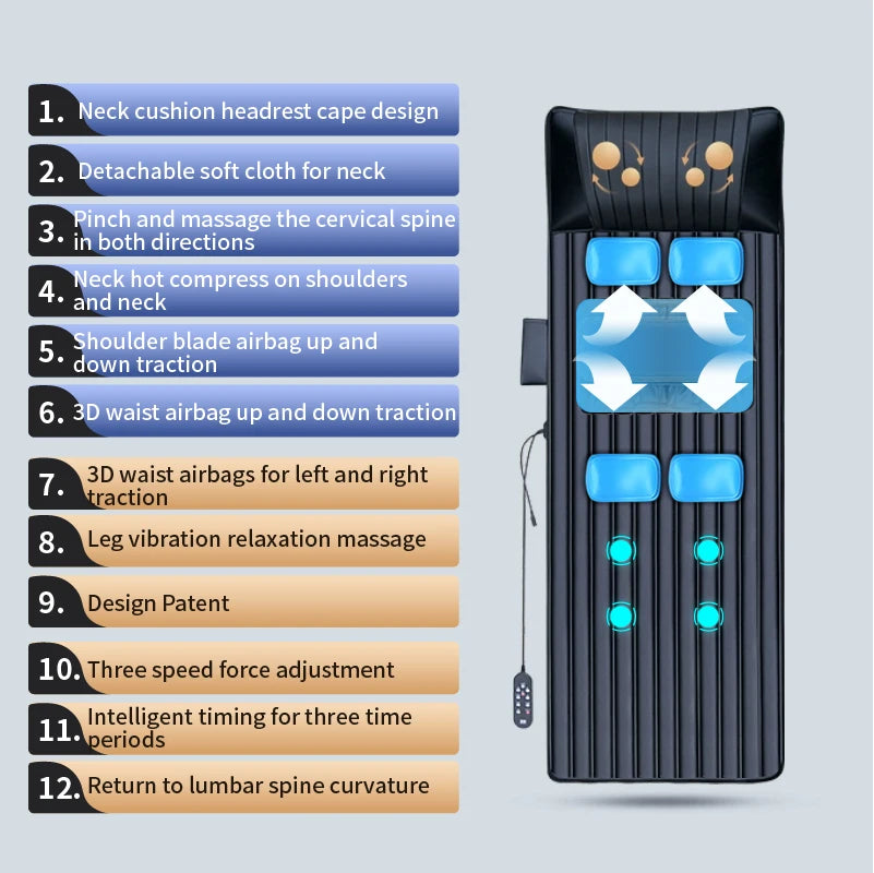 Advanced Heated Full Body Massage Mat | Heated Airbag, Vibration & Swing Motion with Lumbar & Neck Traction (Remote Operated)