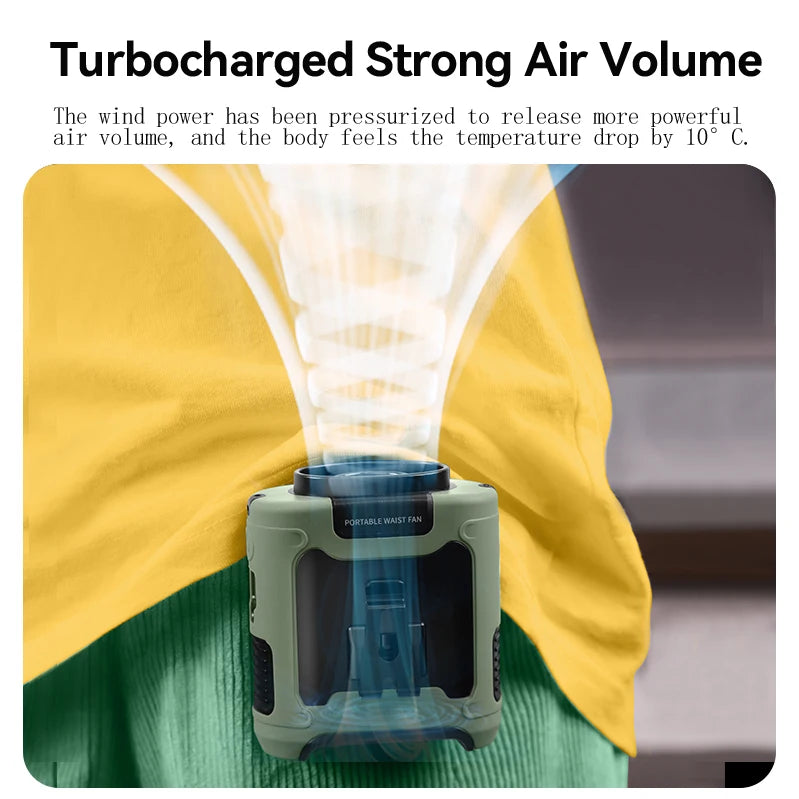 Multi-Functional 20000mAh Portable Waist & Neck Fan with Power Bank & LED Light | High-Powered Outdoor Personal Cooler