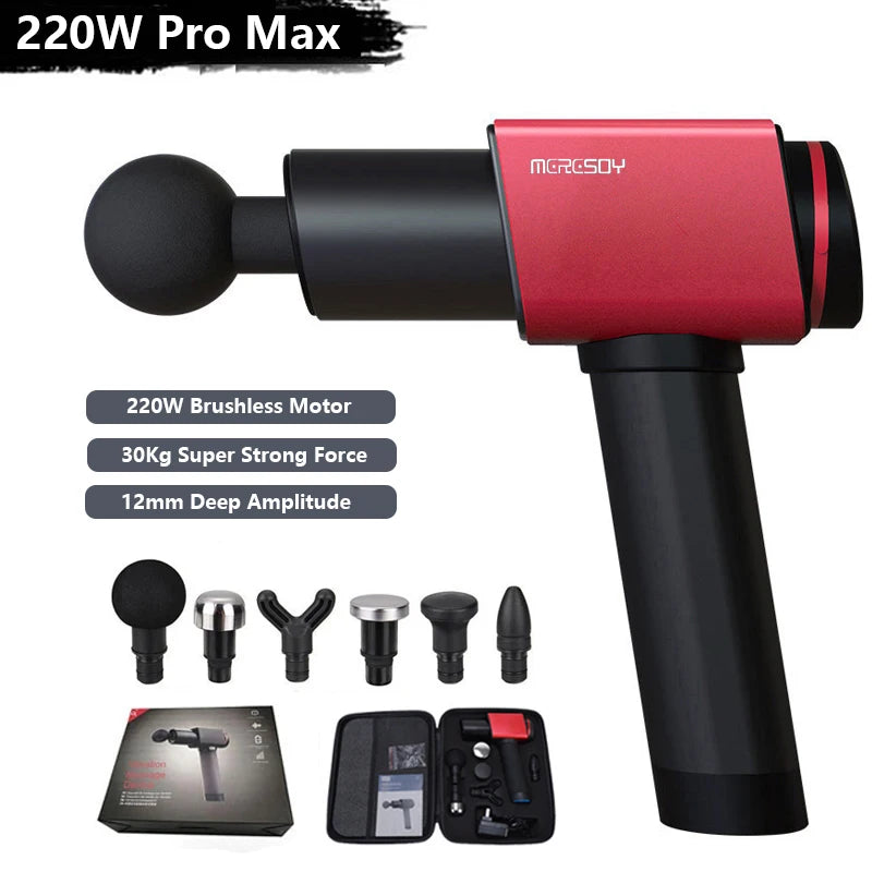 Professional High-Power 220W Deep Muscle Massage Gun | 30KG Strong Force, Brushless Motor for Training Gym, home Use & Recovery