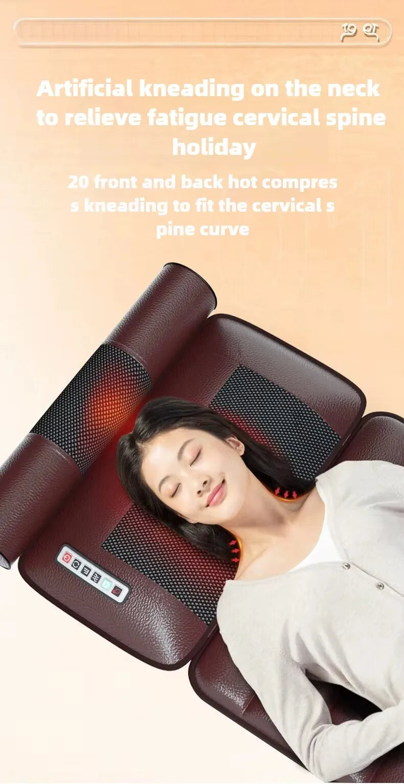 Electric Heated Full Body Massage Mat with Heat | Multi-Zone Kneading, Vibration & Air Compression (Hand Control)