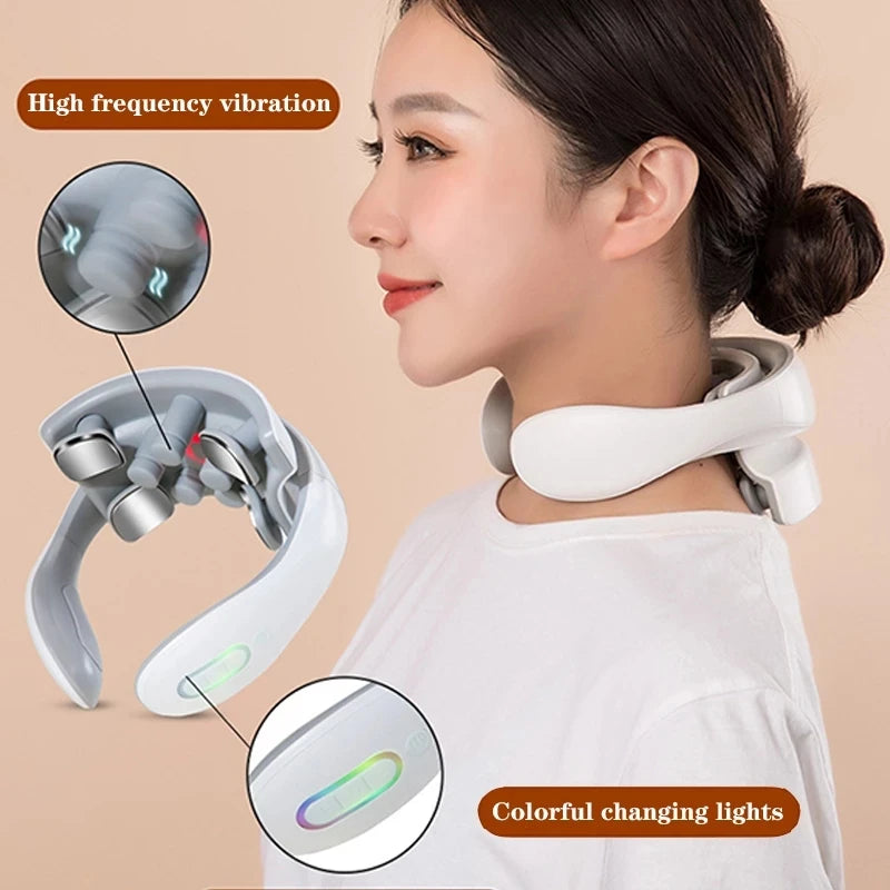 Smart Portable Neck & Shoulder Massager | Heating & Vibration Therapy for Cervical Health Care Device
