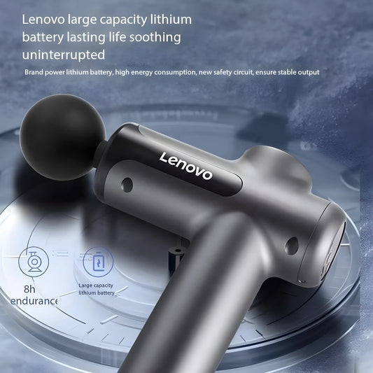 Lenovo Deep Tissue Smart Percussion Massage Gun | Muscle Soreness Relief & Fitness Recovery (LED Touch, 8 Heads)