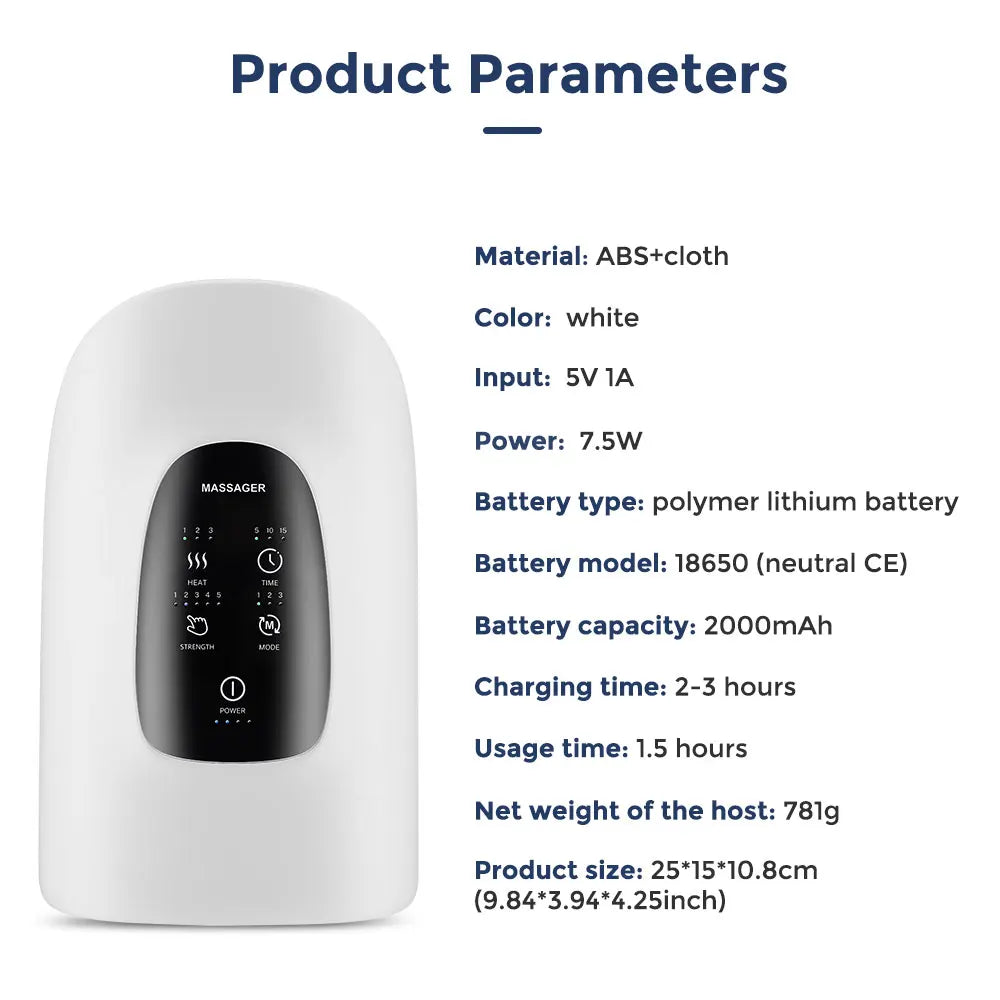 Smart Heated Wireless Electric Hand Massager | Air Compression & Hot Compress for Arthritis, Numbness & Muscle Relief