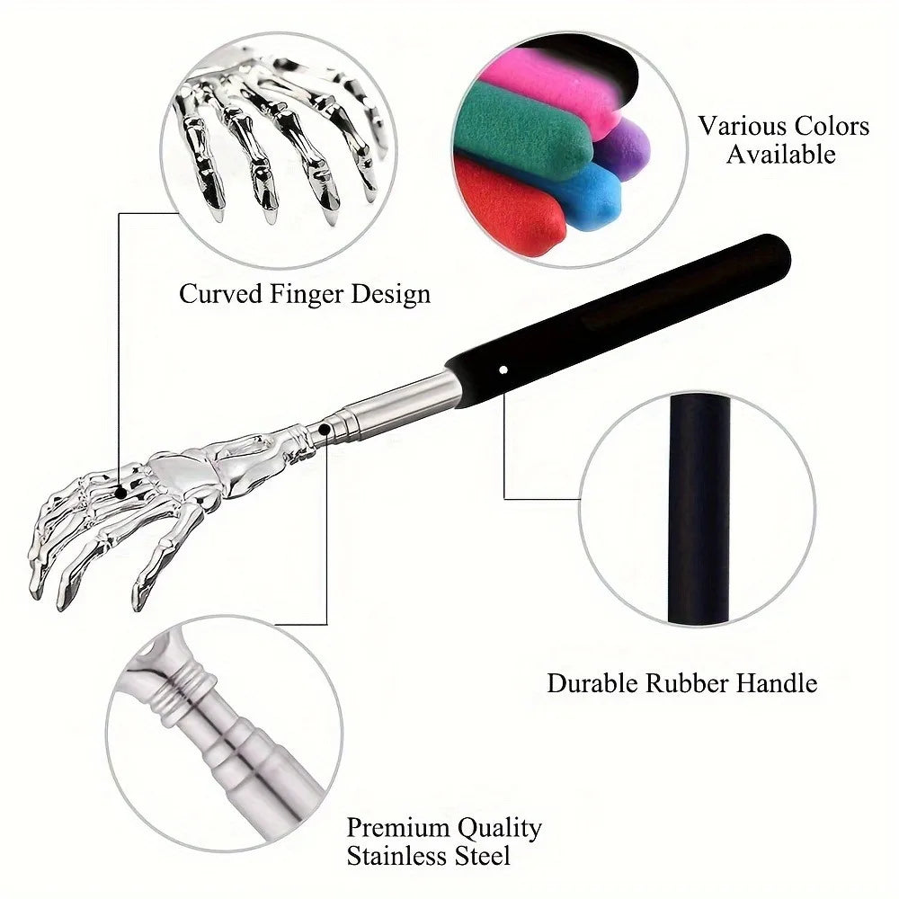 Portable Extendable Back Scratcher | Stainless Steel Telescoping Massager for Humans & Pets