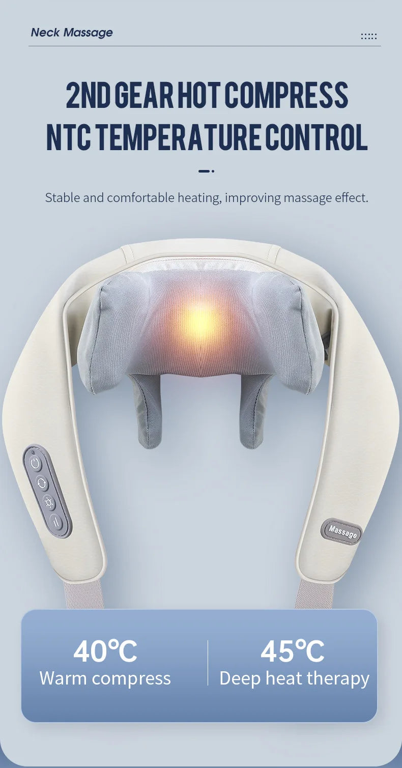 Targeted Relief 26W Brushless Motor Wireless Neck & Shoulder Kneading Massager | Portable Back Massage Shawl