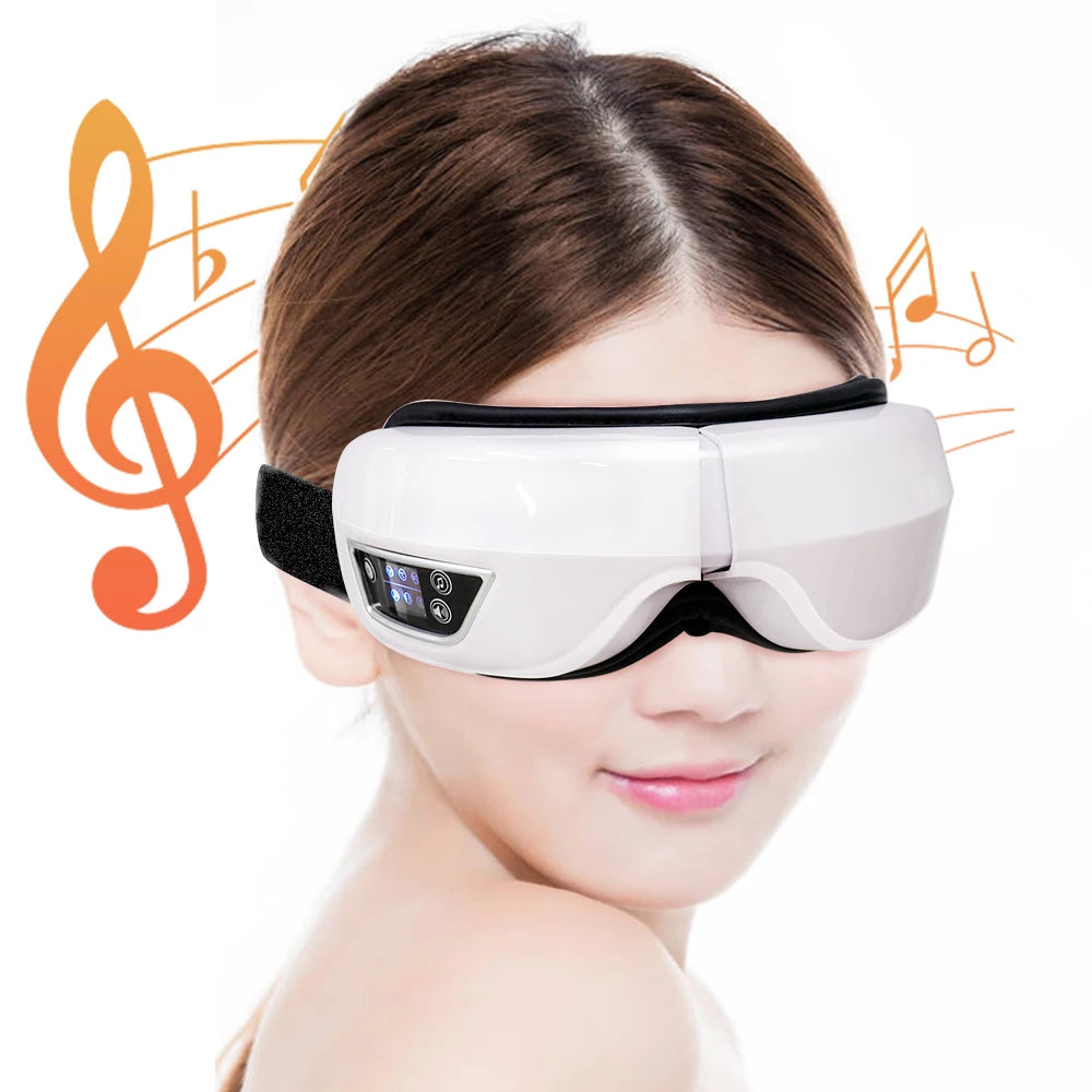 Luxurious 6D Smart Eye Massager with Air Compression & Bluetooth Music | Vibration Therapy for Eye Care
