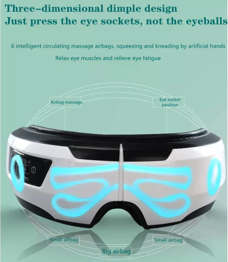 Premium 4D Electric Smart Eye Massager | Air Pressure, Vibration, Heat & Bluetooth Music for Tired Eyes & Dark Circles