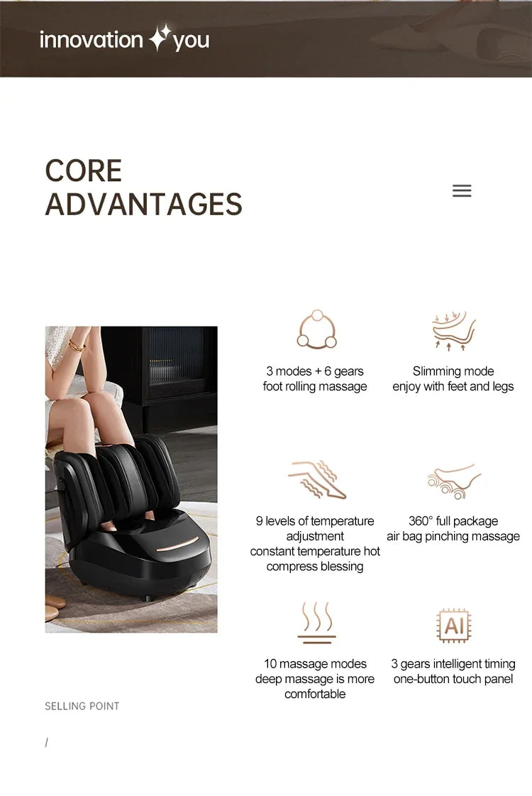 Premium Spa-Quality Electric Foot & Leg Massager with Air Compression, Heat & Vibration | Deep Kneading & Full Wrap Relief