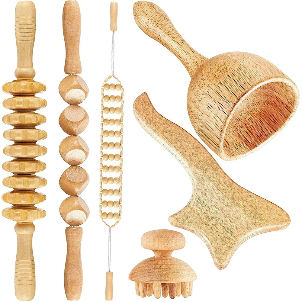 Wooden Massage Tools Wood Lymphatic Drainage Massager Anti Cellulite Body Shaping Tools for Beauty, Gua Sha, Sore Muscle Relief
