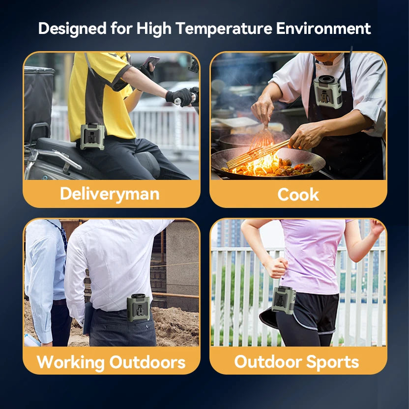 Multi-Functional 20000mAh Portable Waist & Neck Fan with Power Bank & LED Light | High-Powered Outdoor Personal Cooler