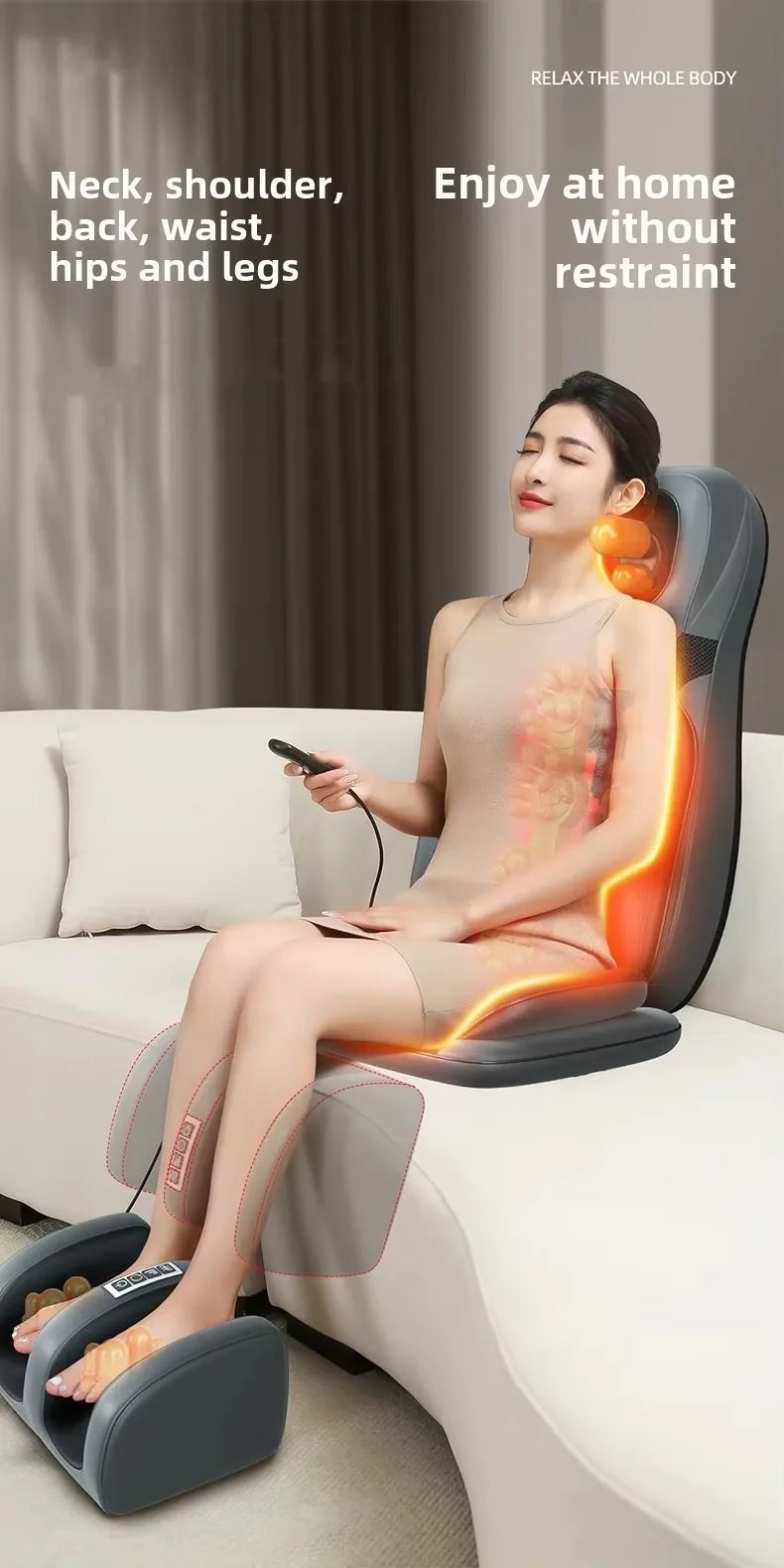 5 in 1 Folding Chair Type Massager Massage Chair Power Full Body Massager Neck Shoulder Rolling Pad Waist Back Cervical Spine Cu