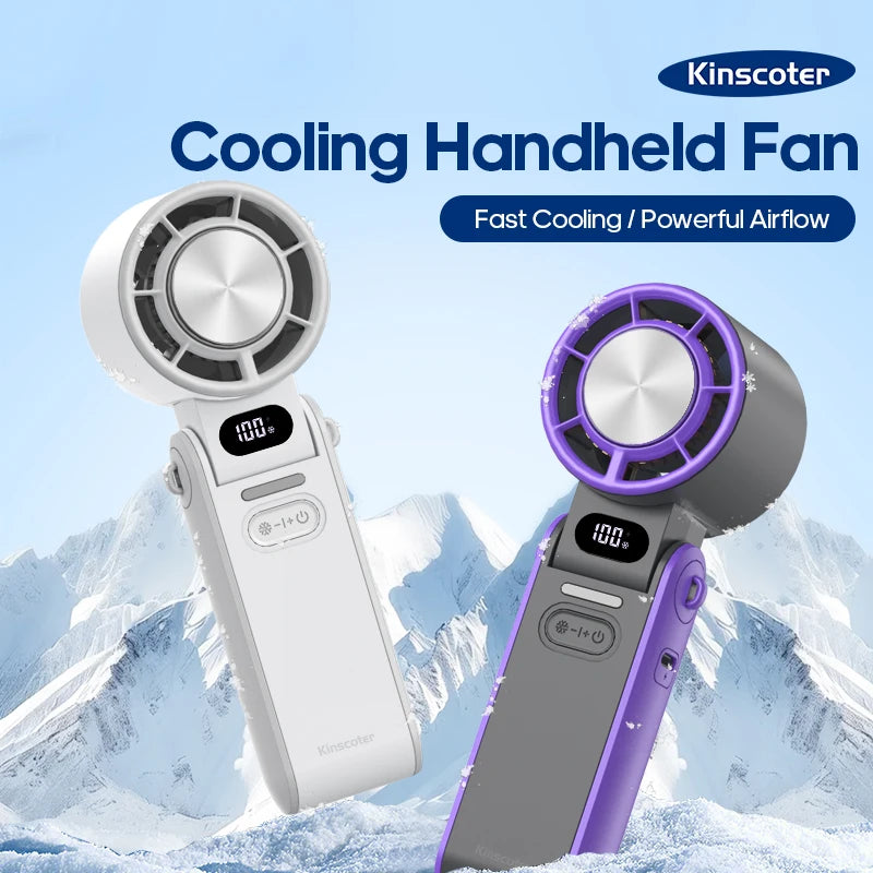 High-Speed 3600mAh Rechargeable Handheld Fan | 100-Level Precise Speed Control, Foldable Turbo Fan for Portable Outdoor Cooling