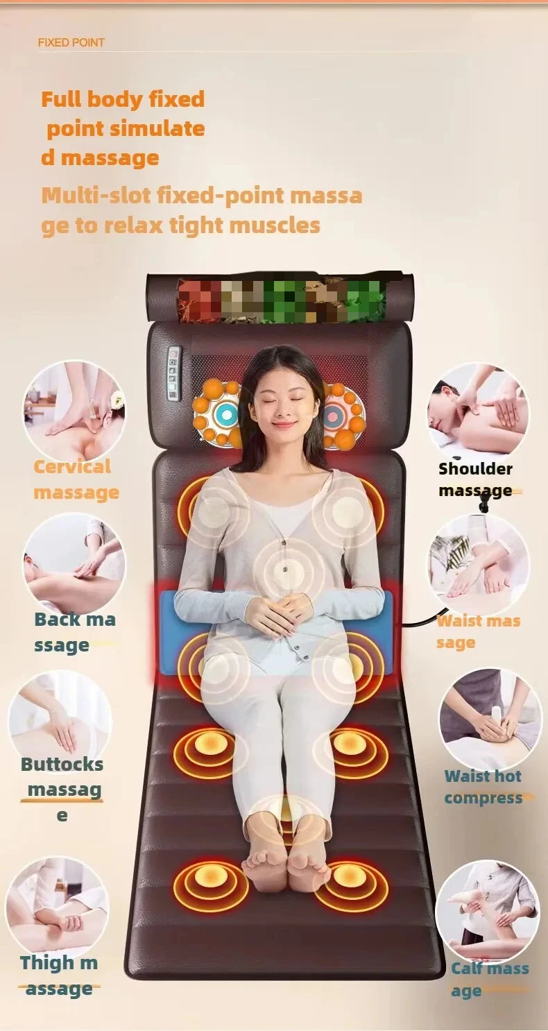 Electric Heated Full Body Massage Mat with Heat | Multi-Zone Kneading, Vibration & Air Compression (Hand Control)