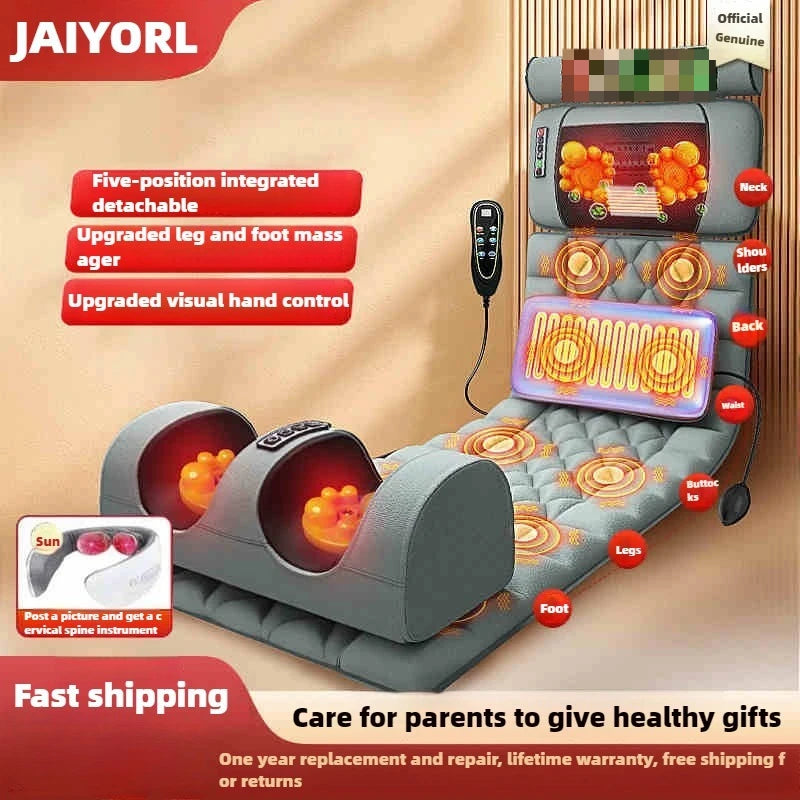 Electric Heated Full Body Massage Mat with Heat | Multi-Zone Kneading, Vibration & Air Compression (Hand Control)