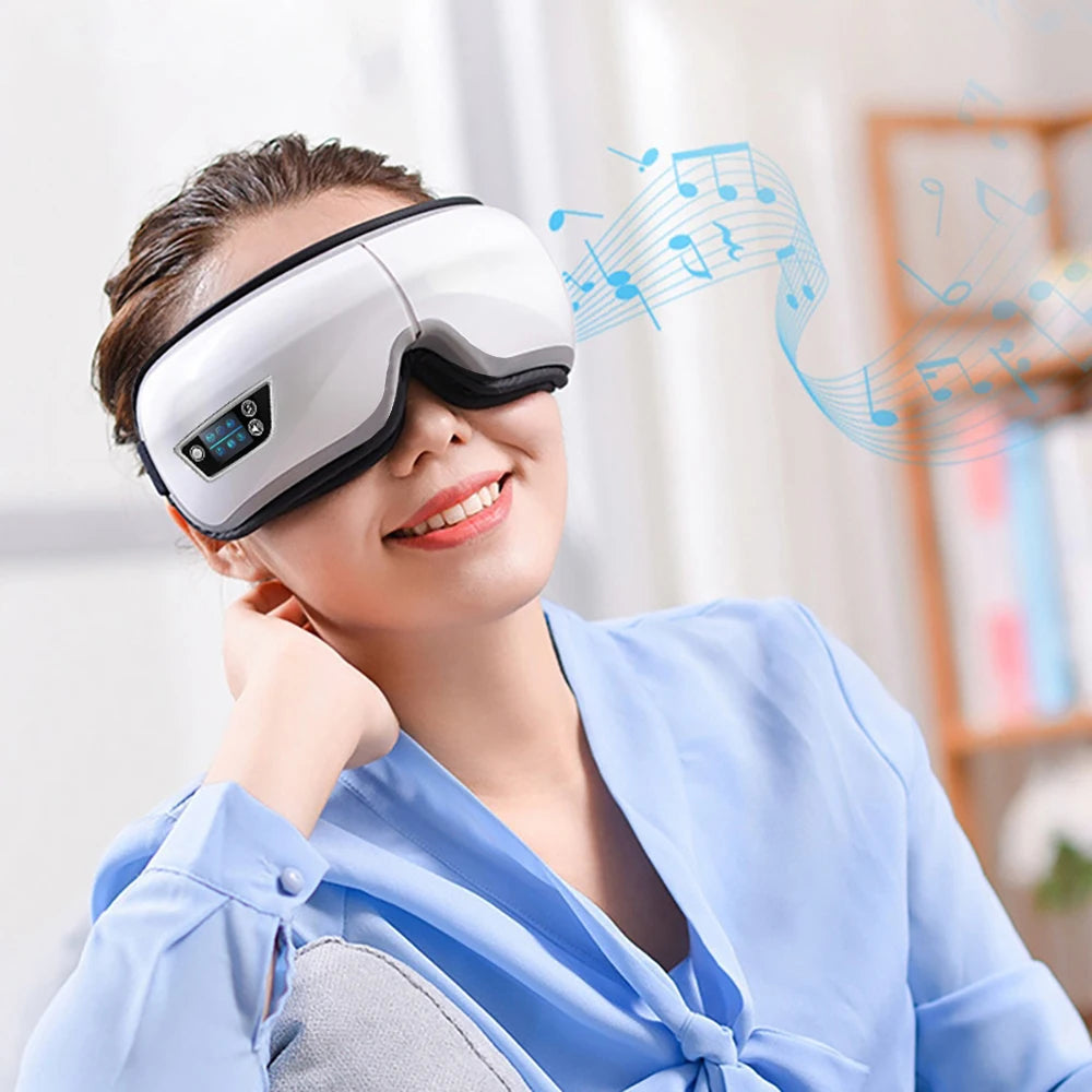 Luxurious 6D Smart Eye Massager with Air Compression & Bluetooth Music | Vibration Therapy for Eye Care