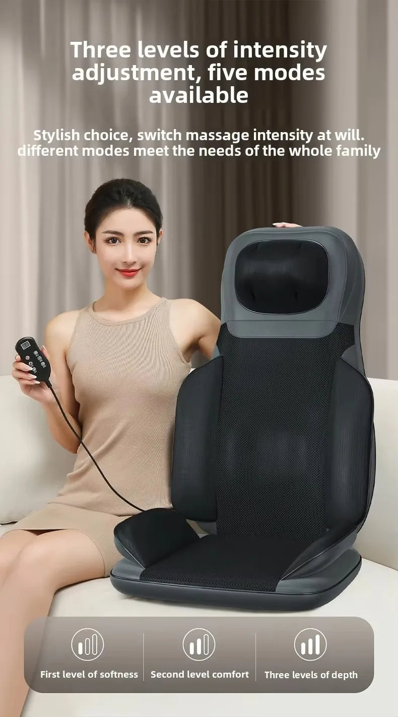 5 in 1 Folding Chair Type Massager Massage Chair Power Full Body Massager Neck Shoulder Rolling Pad Waist Back Cervical Spine Cu