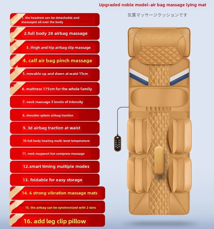 Advanced Heated Full Body Massage Mat | Heated Airbag, Vibration & Swing Motion with Lumbar & Neck Traction (Remote Operated)