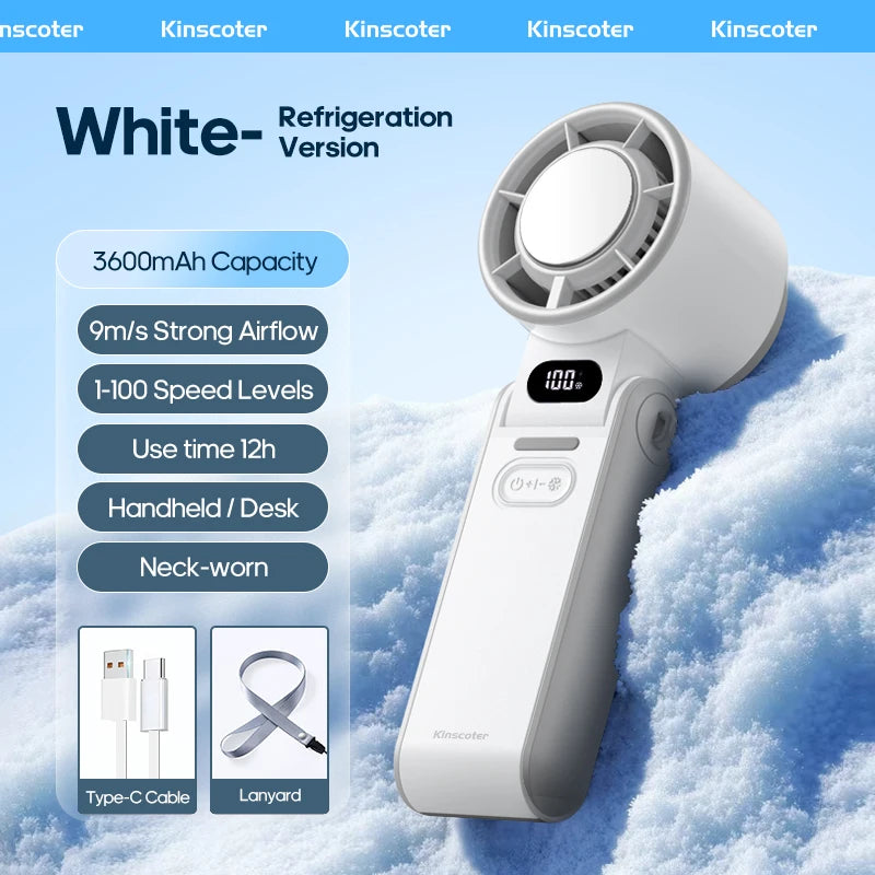 High-Speed 3600mAh Rechargeable Handheld Fan | 100-Level Precise Speed Control, Foldable Turbo Fan for Portable Outdoor Cooling