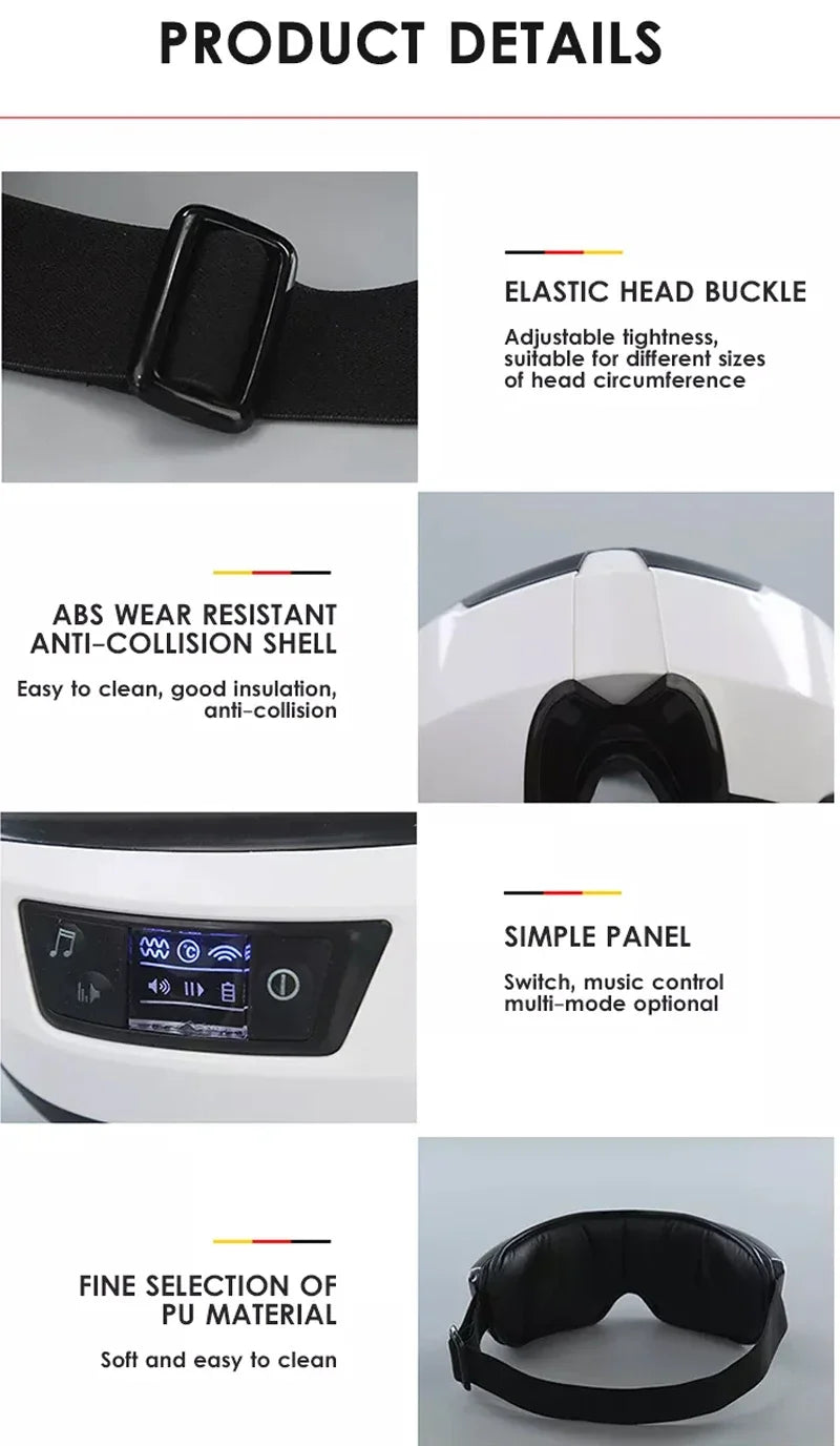 Premium 4D Electric Smart Eye Massager | Air Pressure, Vibration, Heat & Bluetooth Music for Tired Eyes & Dark Circles