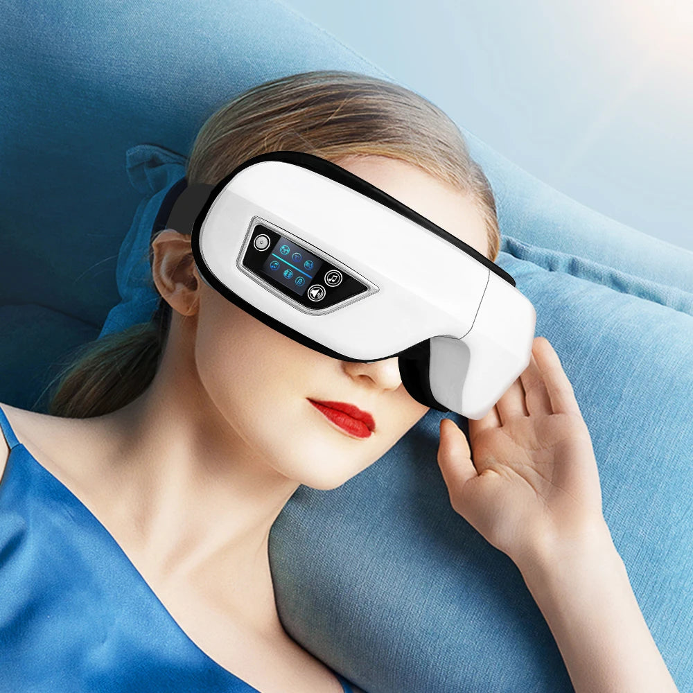 Luxurious 6D Smart Eye Massager with Air Compression & Bluetooth Music | Vibration Therapy for Eye Care
