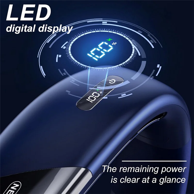 Quiet 4000mAh Bladeless Neck Fan | Portable USB-Rechargeable, 5-Speed with LED Digital Display