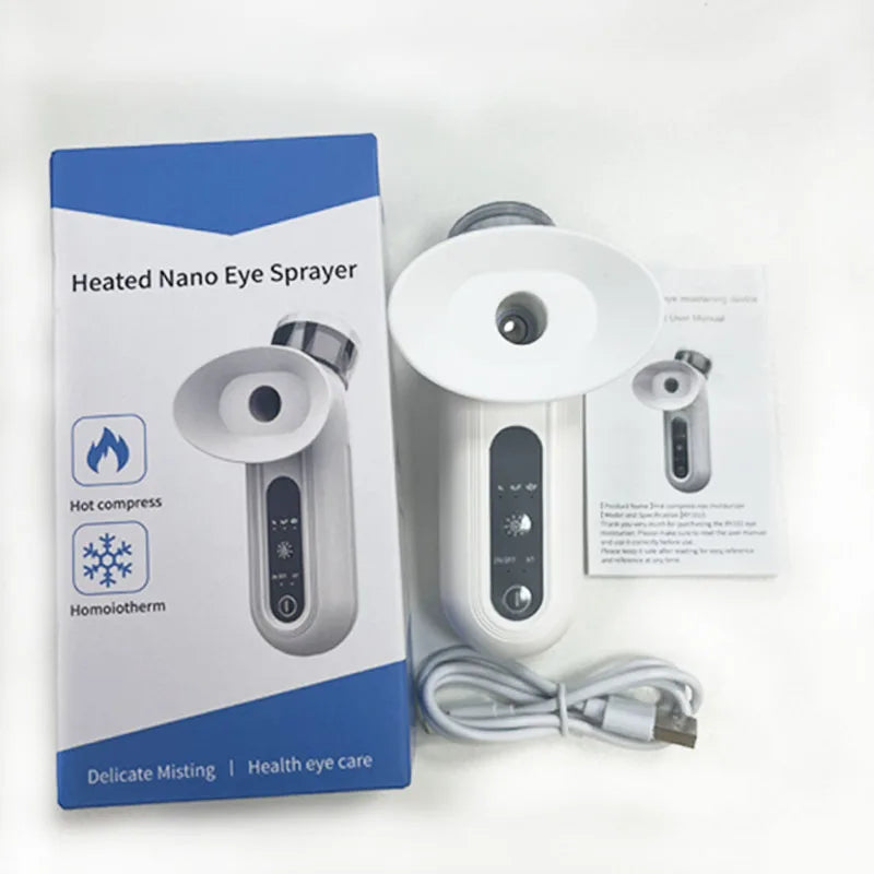 Electric Nano Steam Eye Massager | Hot Compress & Moisturising Spray for Eye Fatigue Relief