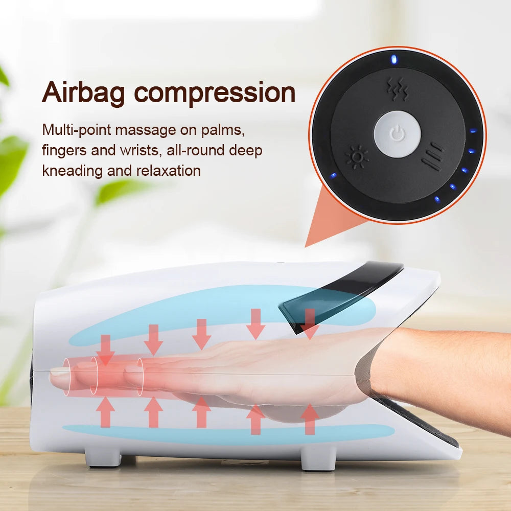 Smart Heated Wireless Electric Hand Massager | Air Compression & Hot Compress for Arthritis, Numbness & Muscle Relief