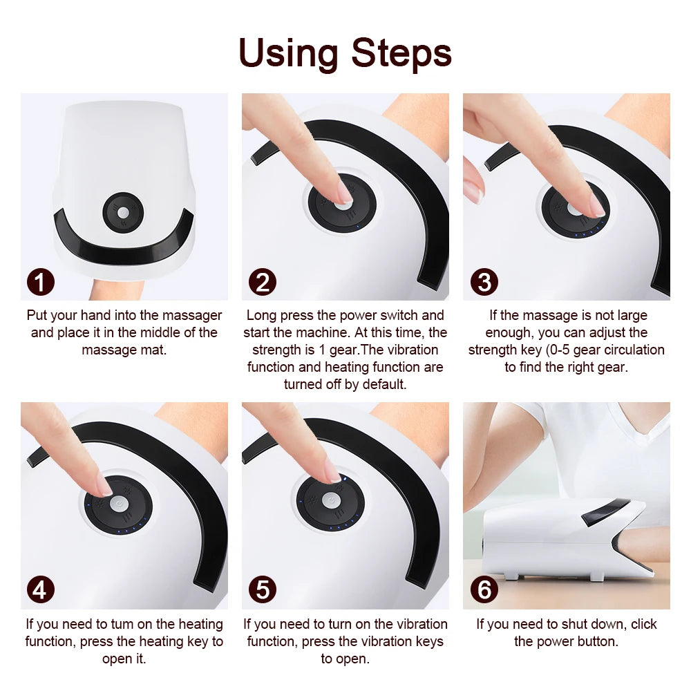 Smart Heated Wireless Electric Hand Massager | Air Compression & Hot Compress for Arthritis, Numbness & Muscle Relief
