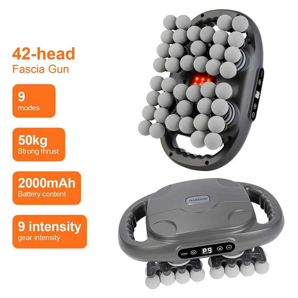 Professional 42-Head High-Frequency Percussion Massage Gun | Deep Tissue Vibration for Full Body & Muscle Relaxation | Pain Relief (Back, Neck, Shoulder)