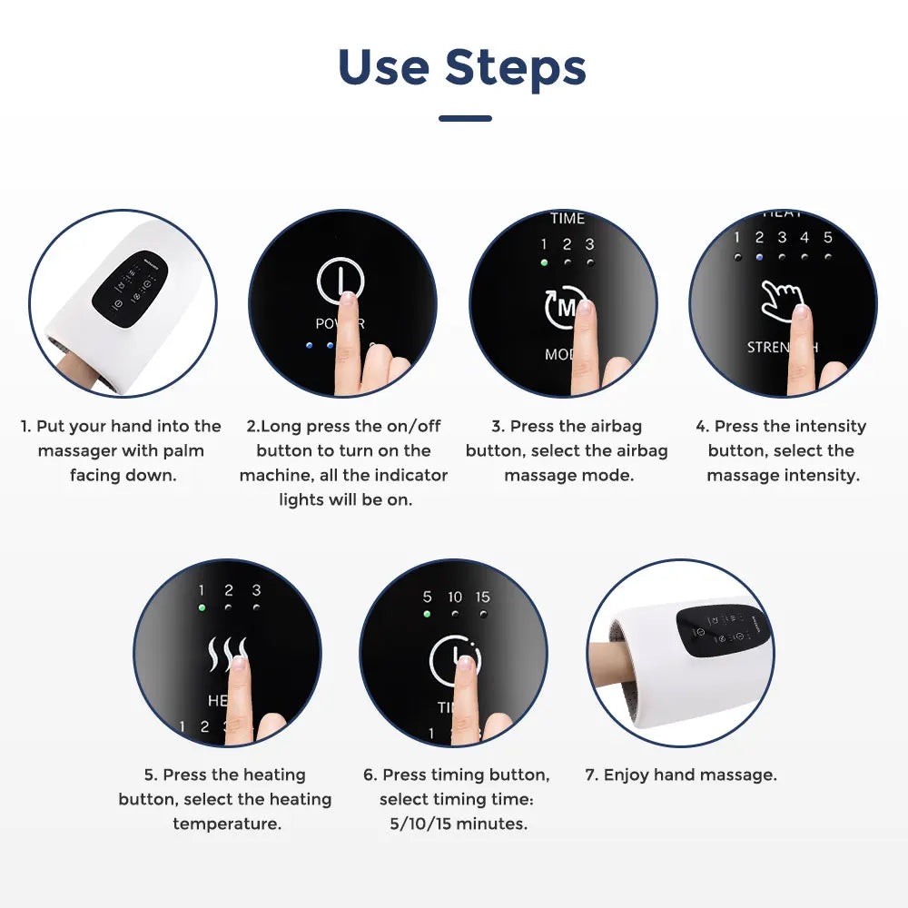 Smart Heated Wireless Electric Hand Massager | Air Compression & Hot Compress for Arthritis, Numbness & Muscle Relief
