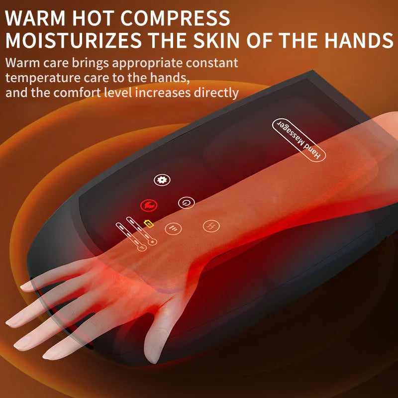 Smart Premium Cordless Electric Hand Massager | Airbag Compression, Warm Heat & Vibration for Finger & Palm Relief [Touchscreen]
