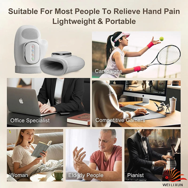 Professional Hand Massager with Heat Compression Therapy, Pain Relief Glove, Arthritis & Wrist Carpal Tunnel Neuropathy Circulat