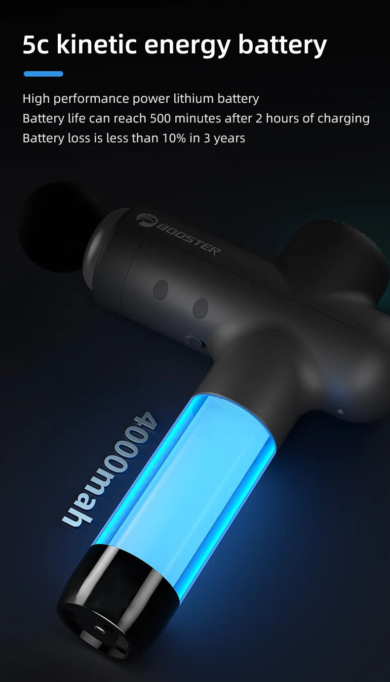 High-Performance Booster Percussion Massage Gun | Portable 7.4V Electric Fascia Gun for Deep Tissue Body, Fitness, Recovery, Muscle Relaxation