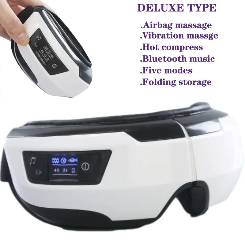 Premium 4D Electric Smart Eye Massager | Air Pressure, Vibration, Heat & Bluetooth Music for Tired Eyes & Dark Circles