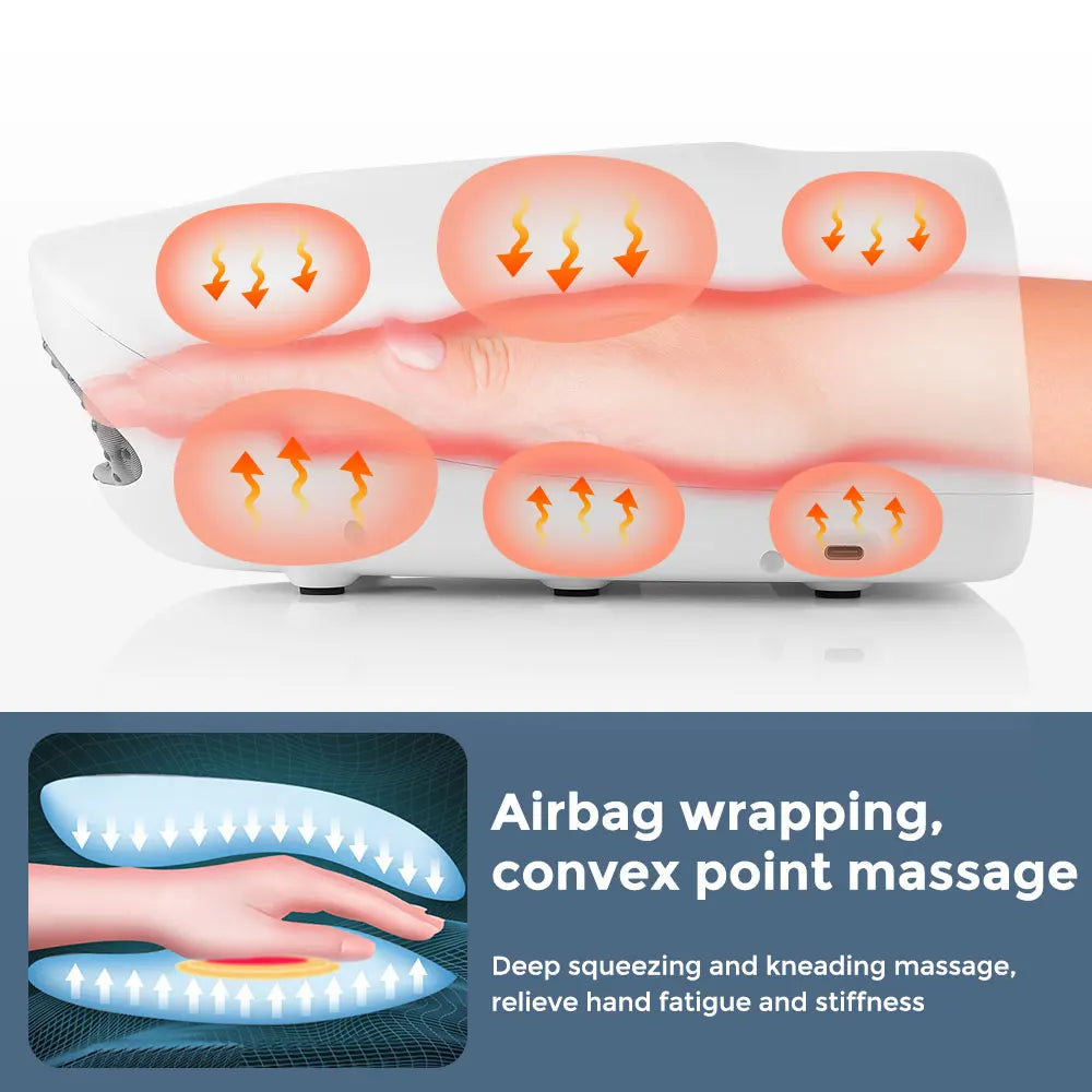 Smart Heated Wireless Electric Hand Massager | Air Compression & Hot Compress for Arthritis, Numbness & Muscle Relief