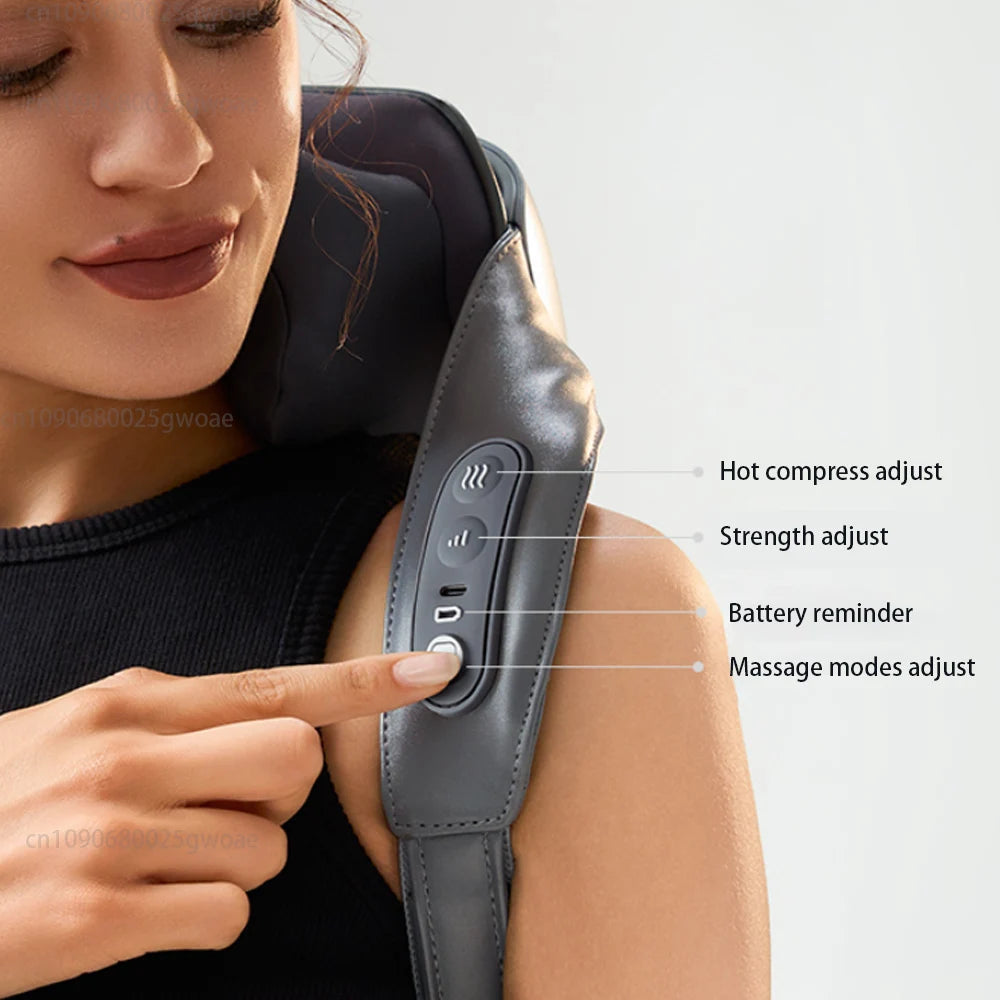 Deep Tissue Premium Shiatsu Neck & Shoulder Massager with Heat | Kneading, Stress & Discomfort Relief & Beating for Pain Relief