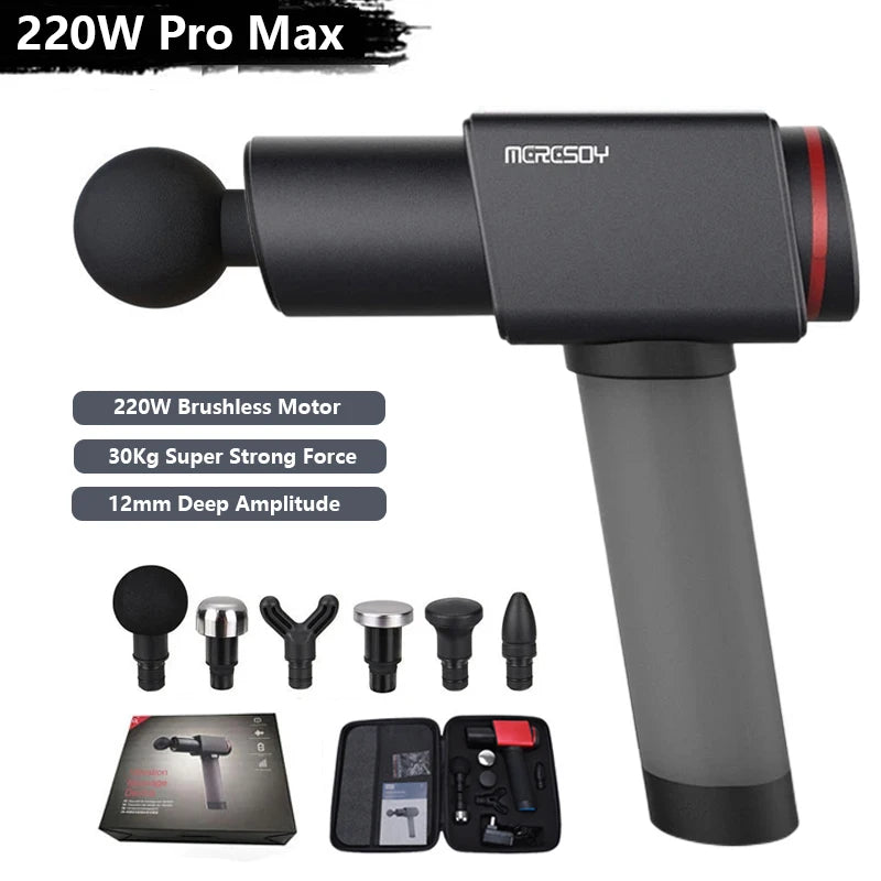 Professional High-Power 220W Deep Muscle Massage Gun | 30KG Strong Force, Brushless Motor for Training Gym, home Use & Recovery