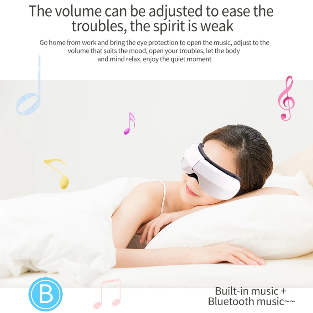 Luxurious 6D Smart Eye Massager with Air Compression & Bluetooth Music | Vibration Therapy for Eye Care