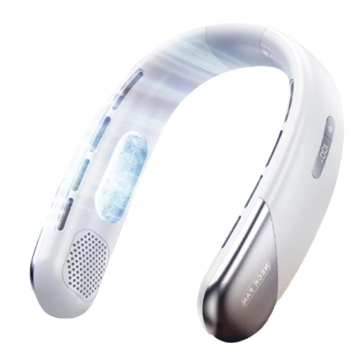 Quiet 4000mAh Bladeless Neck Fan | Portable USB-Rechargeable, 5-Speed with LED Digital Display